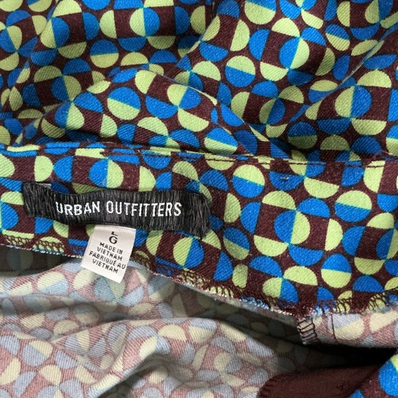 Geometric Patterned Blue and Yellow Skirt with button front - Picture 5 of 9